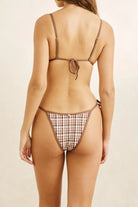 Rhythm Womens Rhythm London Check Tie Side Hi Cut Pant - Chocolate Rhythm London Check Tie Side Hi Cut Pant - Chocolate Splash Swimwear Bikini Bottoms