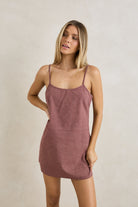 Rhythm Womens Rhythm Lucy Check Slip Mini Dress - Rust Rhythm Lucy Check Slip Mini Dress Rust Splash Swimwear Dresses