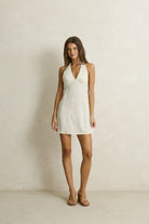 Rhythm Womens Rhythm Maisy Halter Mini Dress - Cream Rhythm Maisy Halter Mini Dress Cream Splash Swimwear Dresses
