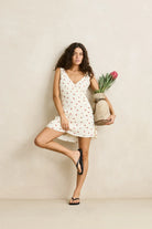 Rhythm Womens Rhythm Mila Floral Mini Dress - Cream Rhythm Mila Floral Mini Dress - Cream Splash Swimwear Mini Dress