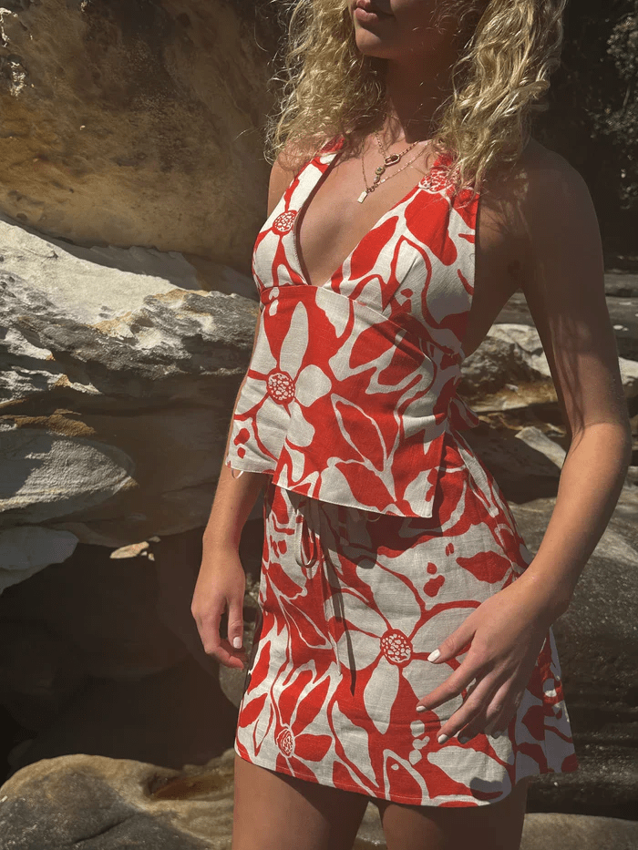 Rhythm Womens Rhythm Poppy Mini Skirt - Red Rhythm Poppy Mini Skirt - Red Splash Swimwear