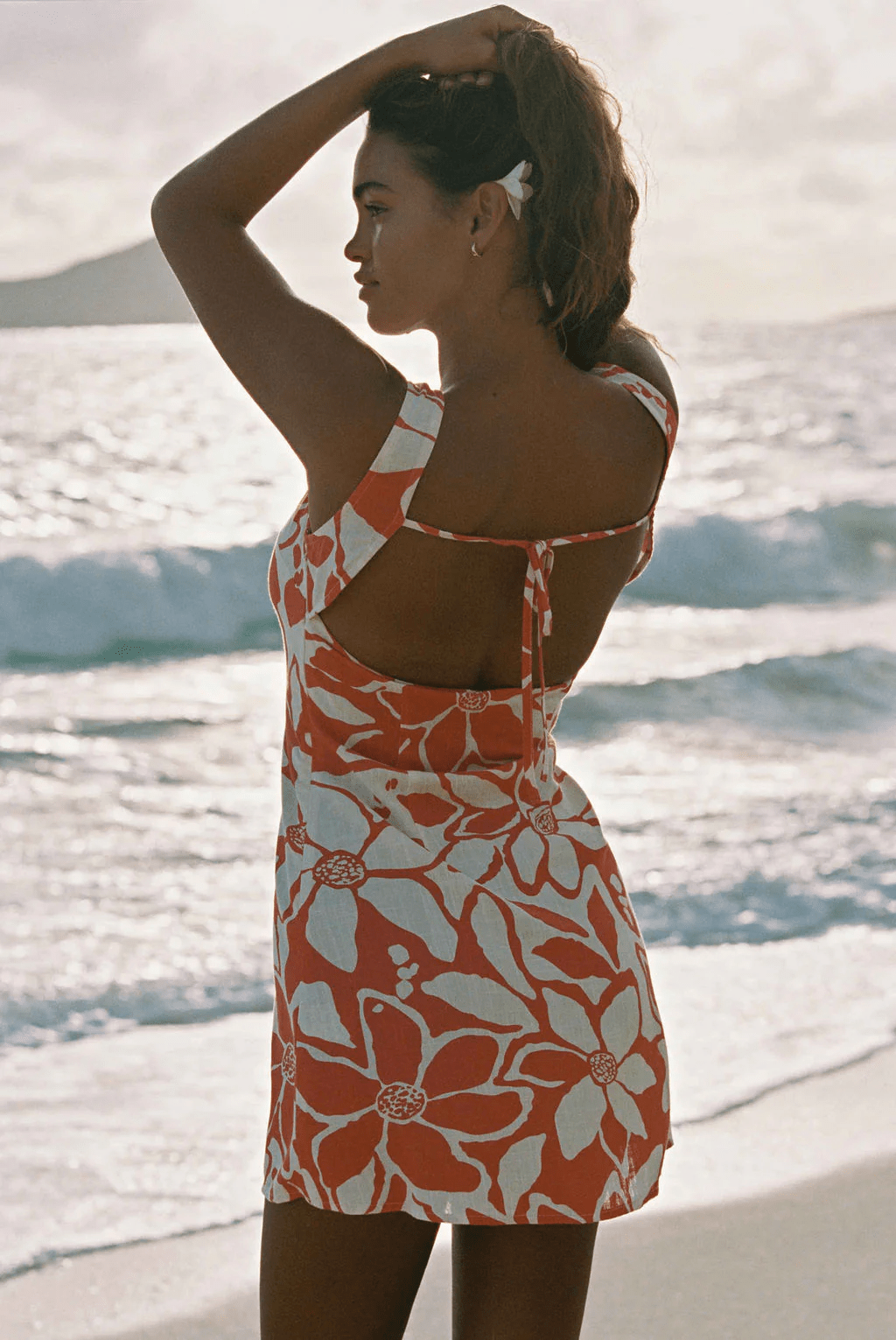 Rhythm Womens Rhythm Poppy Tie Back Mini Dress - Red Rhythm Poppy Tie Back Mini Dress - Red Splash Swimwear