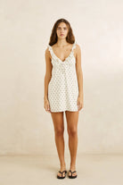 Rhythm Womens Rhythm Sandy Ruffle Mini Dress - Cream Rhythm Sandy Ruffle Mini Dress - Cream Splash Swimwear Dresses