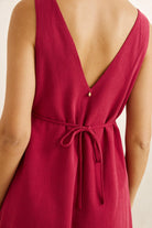 Rhythm Womens Rhythm Sunny Days Linen Mini Dress - Wine Rhythm Sunny Days Linen Mini Dress Wine Splash Swimwear Dresses