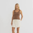 Rhythm Womens Rhythm Sunset Scoop Neck Knit Tank - Chocolate Rhythm Sunset Scoop Neck Knit Tank - Chocolate Splash Swimwear