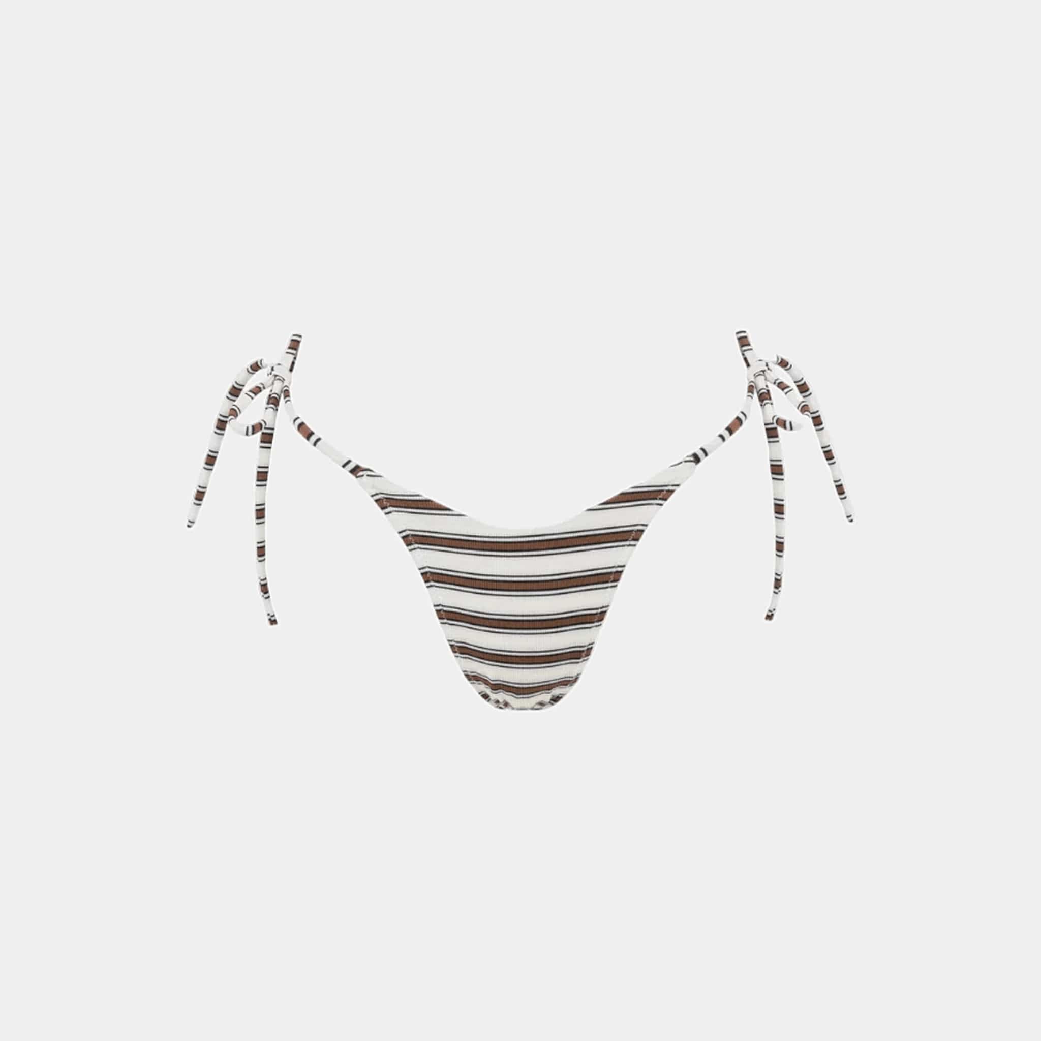 Rhythm Womens Rhythm Tami Stripe Tie Side Hi Cut Pant- Chocolate Rhythm Tami Stripe Tie Side Hi Cut Pant- Chocolate | Australia Splash Swimwear Bikini Bottoms