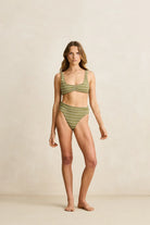 Rhythm Womens Rhythm Vista Stripe Crop Top - Olive Rhythm Vista Stripe Crop Top - Olive Splash Swimwear Bikini Tops