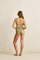 Rhythm Womens Rhythm Vista Stripe Crop Top - Olive Rhythm Vista Stripe Crop Top - Olive Splash Swimwear Bikini Tops