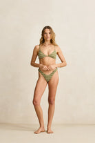 Rhythm Womens Rhythm Vista Stripe Hi Cut Pant - Olive Rhythm Vista Stripe Hi Cut Pant - Olive Splash Swimwear Bikini Bottoms