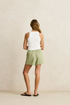 Rhythm Womens Rhythm Vista Stripe Short - Olive Rhythm Vista Stripe Short - Olive Splash Swimwear Womens Shorts