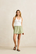 Rhythm Womens Rhythm Vista Stripe Short - Olive Rhythm Vista Stripe Short - Olive Splash Swimwear Womens Shorts