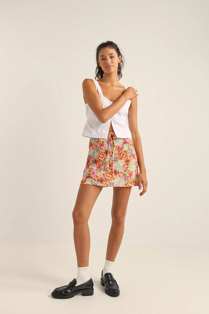 Rhythm Womens Sierra Floral Bias Cut Mini Skirt - Orange Rhythm Sierra Floral Bias Cut Mini Skirt - Orange Splash Swimwear Skirts