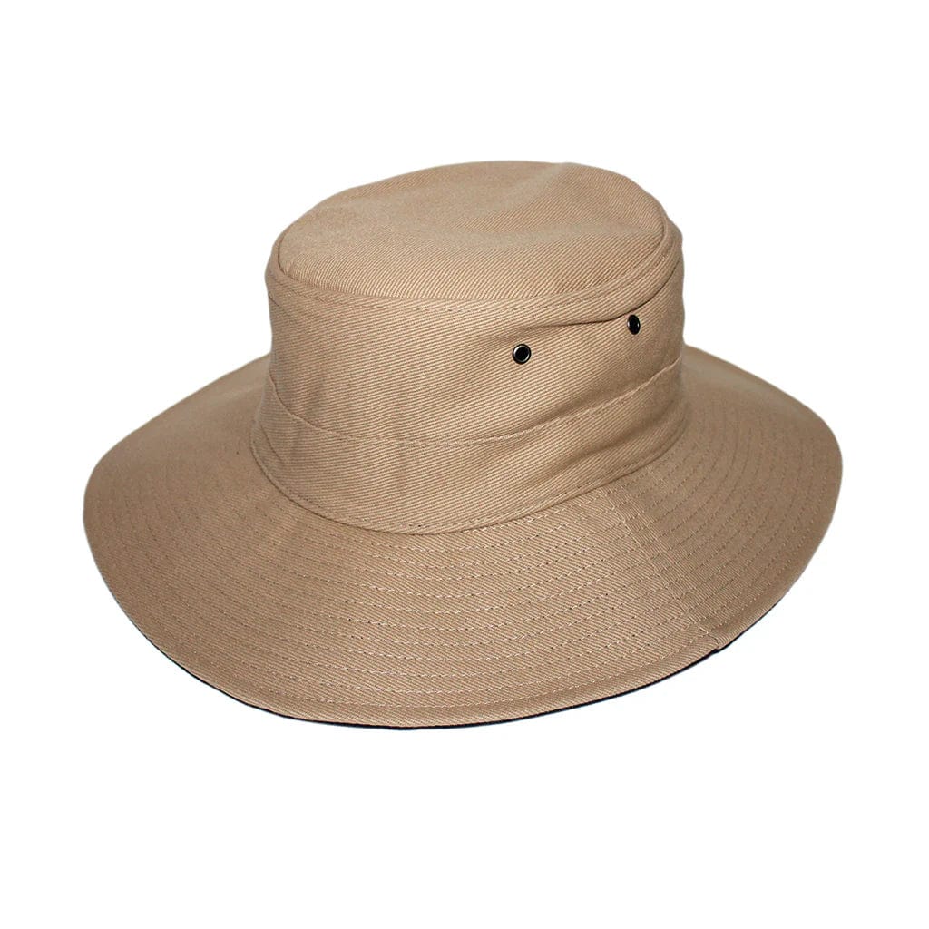 Rigon Headwear Alan Cricket Hat RG80 Cancer Council Alan Cricket Hat Splash Swimwear Hats Khaki/Navy / L (59cm) 9328897006136