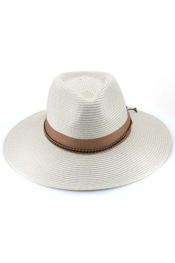 Rigon Headwear Bahama Fedora TM599 Tina M Bahama Fedora Splash Swimwear Hats Ivory / Nutmeg / M/L 9328897042127