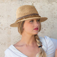 Rigon Headwear Christine Raffia Fedora Hat BD763 Splash Swimwear Hats M/L / Natural/Taupe 9328897020828