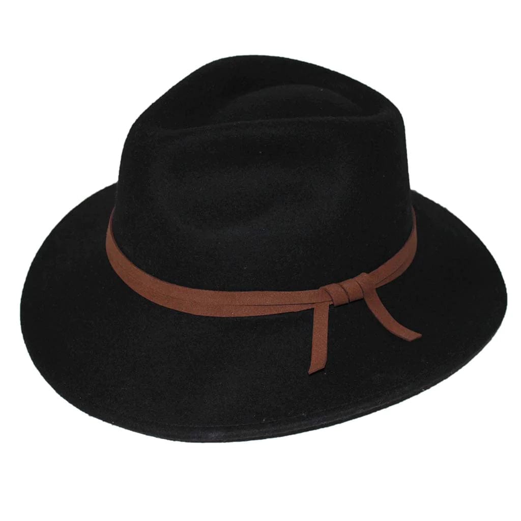 Rigon Headwear Cortina Fedora - Black BD647 Before Dark Flexibraid Hat Splash Swimwear Hats M/L 9328897022617