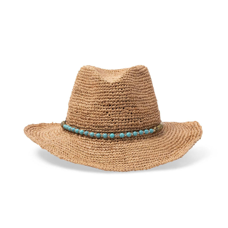 Rigon Headwear Tina Cowboy - Natural/Turquoise 7865 Before Dark Flexibraid Hat Splash Swimwear M/L (58cm) 9328897025601