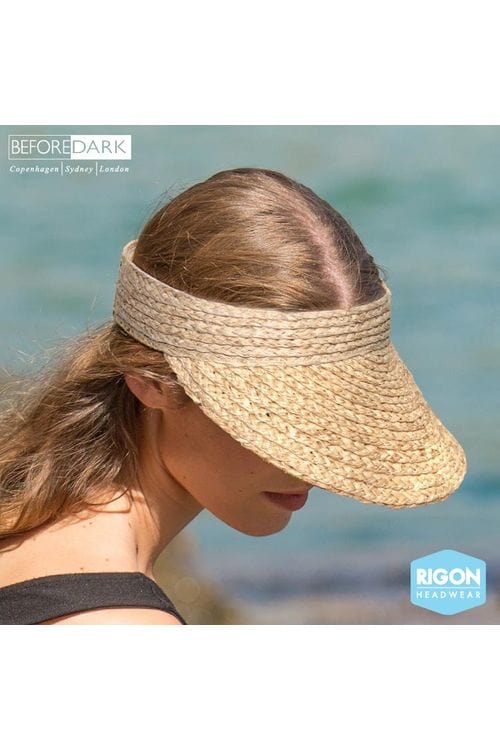 Rigon Headwear Tina M Noosa Raffia Visor Hat TM515 Splash Swimwear Hats NATURAL / M/L 9328897014360