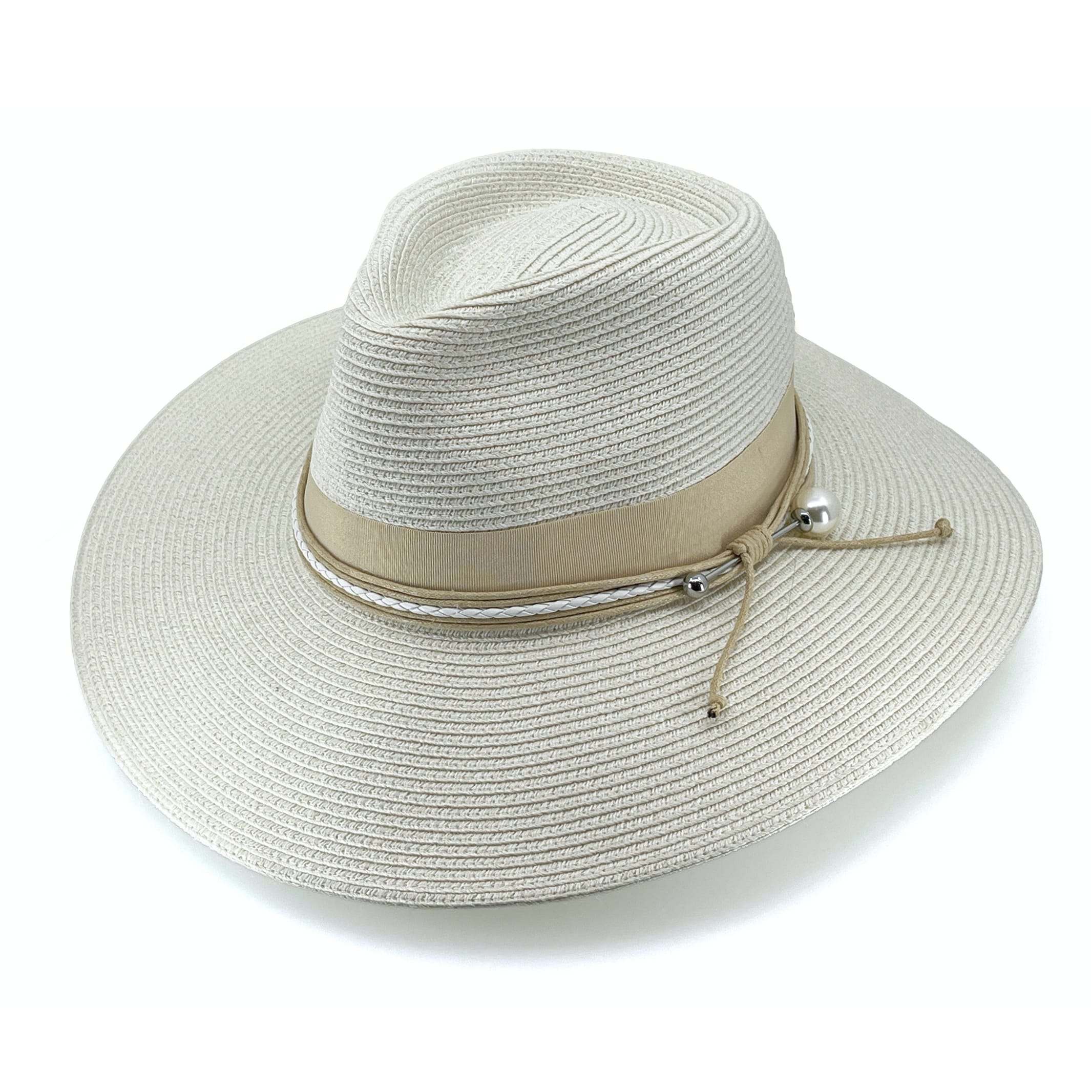 Rigon Headwear Tina M Perla Wide Brim Fedora - Ivory TM712 Tina M Perla Wide Brim Fedora - Ivory Splash Swimwear Hats M/L (58cm) 9328897047115