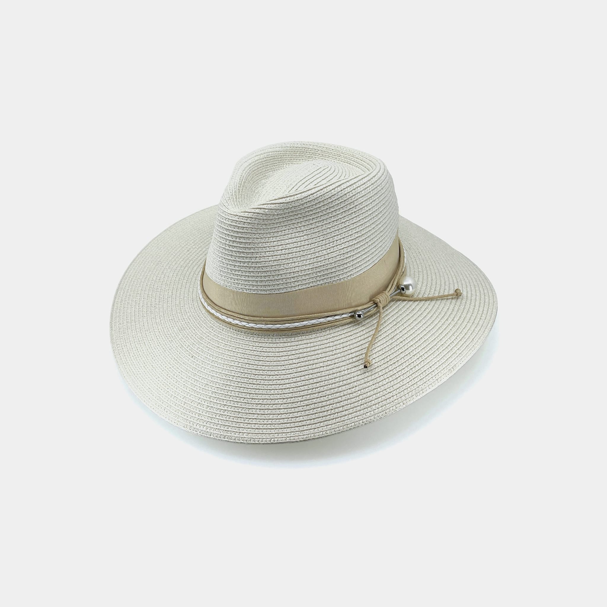 Rigon Headwear Tina M Perla Wide Brim Fedora - Ivory TM712 Tina M Perla Wide Brim Fedora - Ivory Splash Swimwear Hats M/L (58cm) 9328897047115
