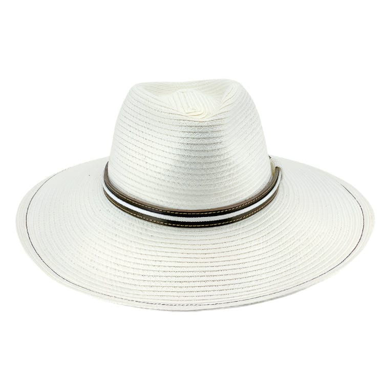 Rigon Headwear Tina M St Tropez Wide Brim Fedora TM699A Tina M Bahama Fedora Splash Swimwear Hats Ivory / M/L 9328897035600