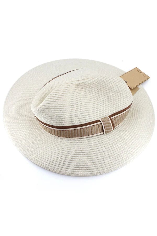 Rigon Headwear Veneto Fedora - Ivory/Earth TM596 Tina M Veneto Fedora - Ivory/Earth Splash Swimwear Hats M/L 9328897041762