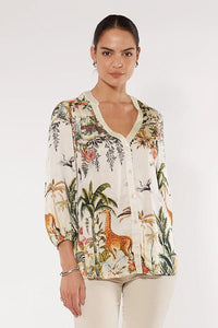 Rubyyaya Jungle Shirt R4JUNSHI Rubyyaya Jungle Shirt - Sage Splash Swimwear Shirts Cream / XS 1000019132