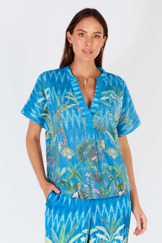 Rubyyaya Palm Springs Shirt Rubyyaya Palm Springs Shirt Splash Swimwear Blue / XS R4PALSHIBLUXS