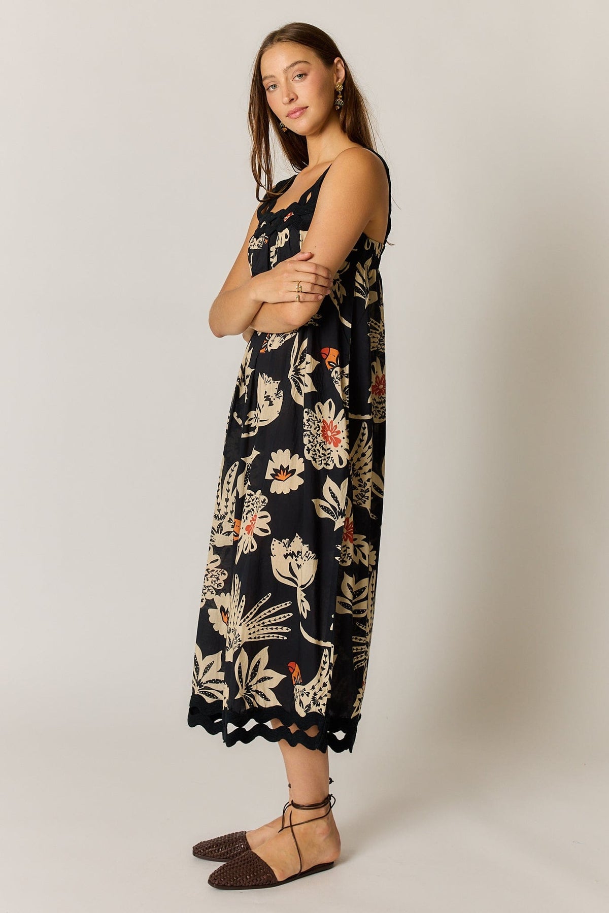 Rubyyaya Tucan Strap Midi Dress - Black