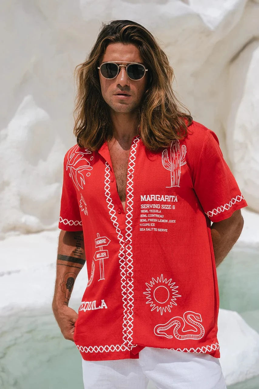 Runaway The Label Diego Shirt - Red Diego Shirt - Red Splash Swimwear Clothing