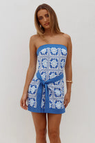 Runaway The Label Runaway The Label Lilliana Strapless Mini Dress - Lola Blue Runaway The Label Lilliana Strapless Mini Dress - Lola Blue Splash Swimwear Dresses