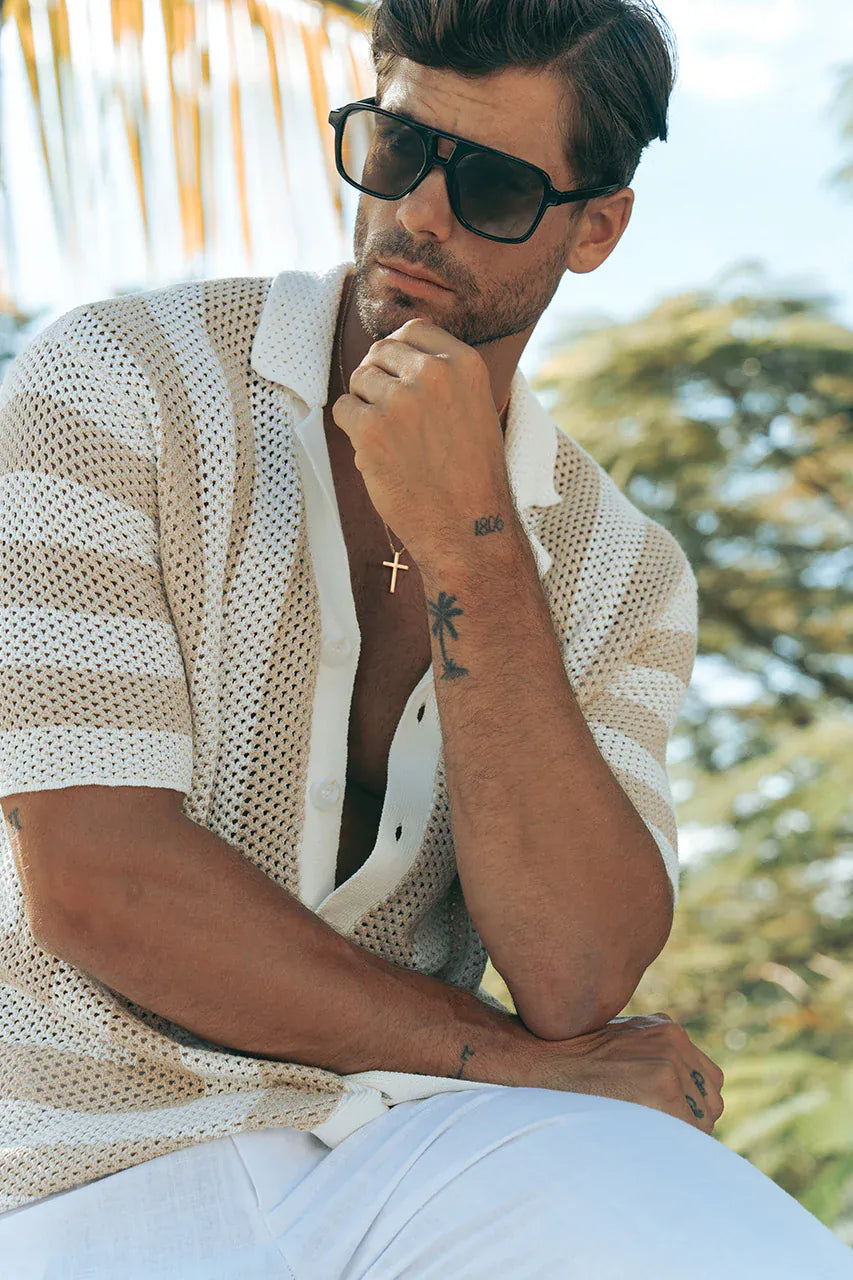 Runaway The Label Runaway The Label Theo Knit Shirt Runaway The Label Theo Knit Shirt Splash Swimwear Mens Shirt