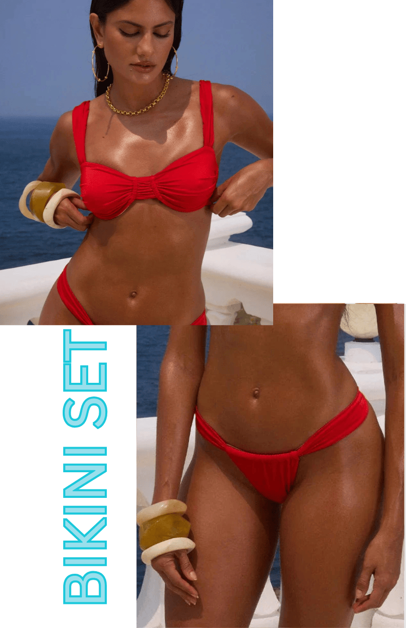 Runaway The Label Runaway The Label Tropez Top & Bottom Bikini Set - Red Runaway The Label Tropez Top & Bottom Bikini Set - Red Splash Swimwear Bikini Set