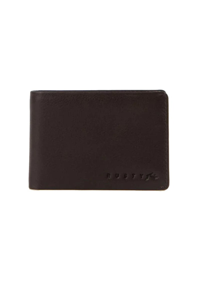 Rusty Busted Leather Wallet - Coffee WAM0546 Splash Swimwear Accessories O/S 9356189127771