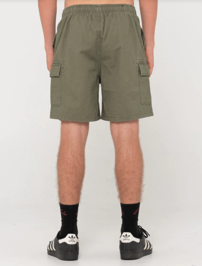 Rusty Camper Cargo 19 Elastic Short - Army Green Splash Swimwear Mens