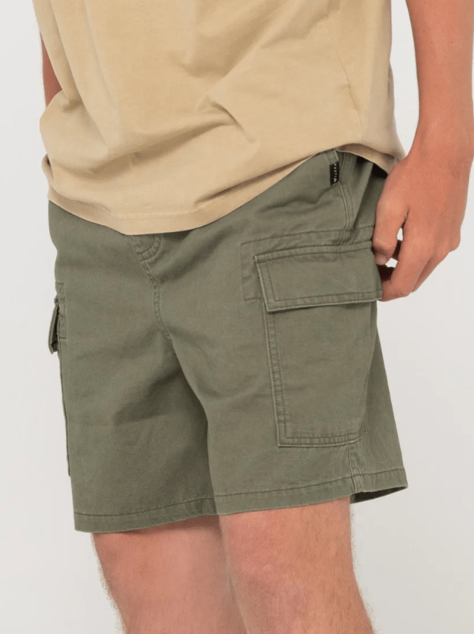 Rusty Camper Cargo 19 Elastic Short - Army Green Splash Swimwear Mens