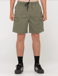 Rusty Camper Cargo 19 Elastic Short - Army Green Splash Swimwear Mens