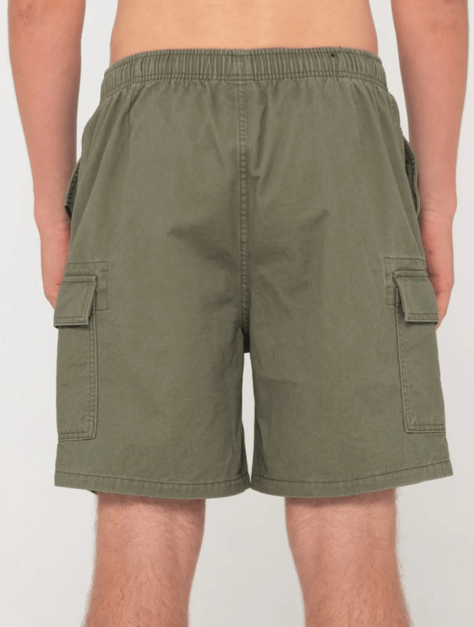 Rusty Camper Cargo 19 Elastic Short - Army Green Splash Swimwear Mens