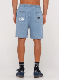 Rusty Manila Folder Denim Elastic Short - Ash Blue Splash Swimwear Mens