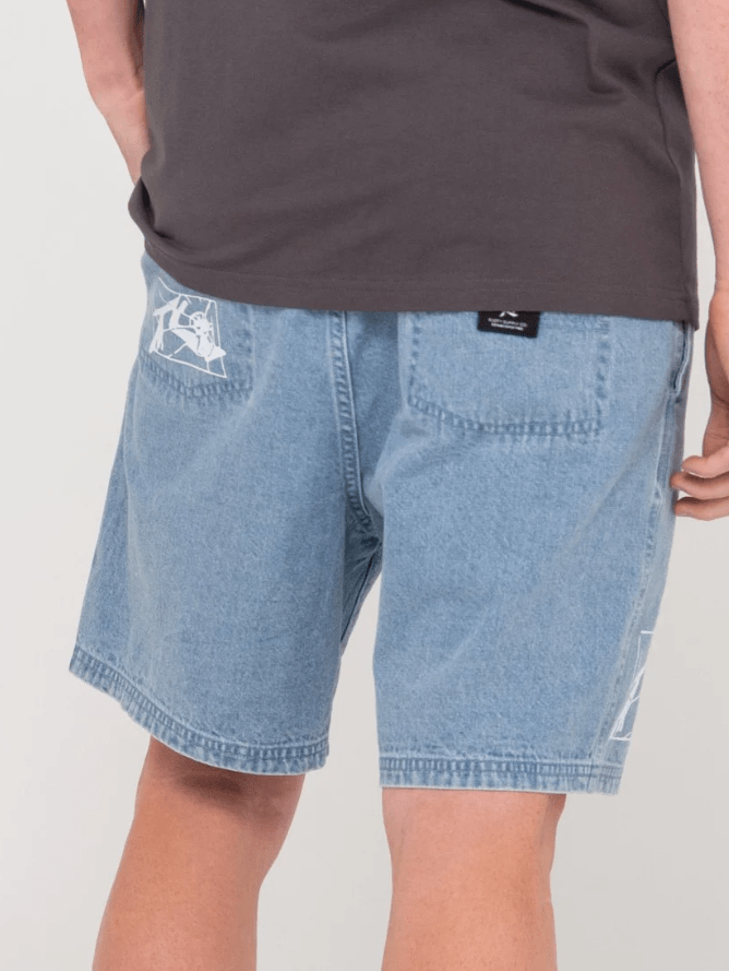 Rusty Manila Folder Denim Elastic Short - Ash Blue Splash Swimwear Mens