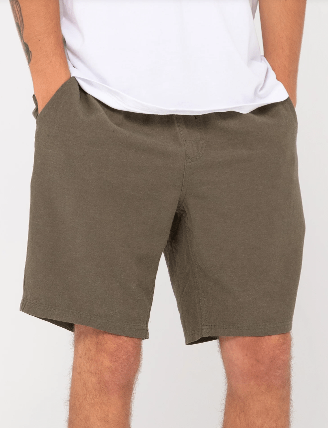 Rusty Mens Overtone Linen Elastic Short