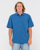 Rusty Overtone Short Sleeve Linen Shirt WSM0960 Rusty Vital Rusty Graphic Tee Splash Swimwear Mens Delft Blue / S 9356189412518