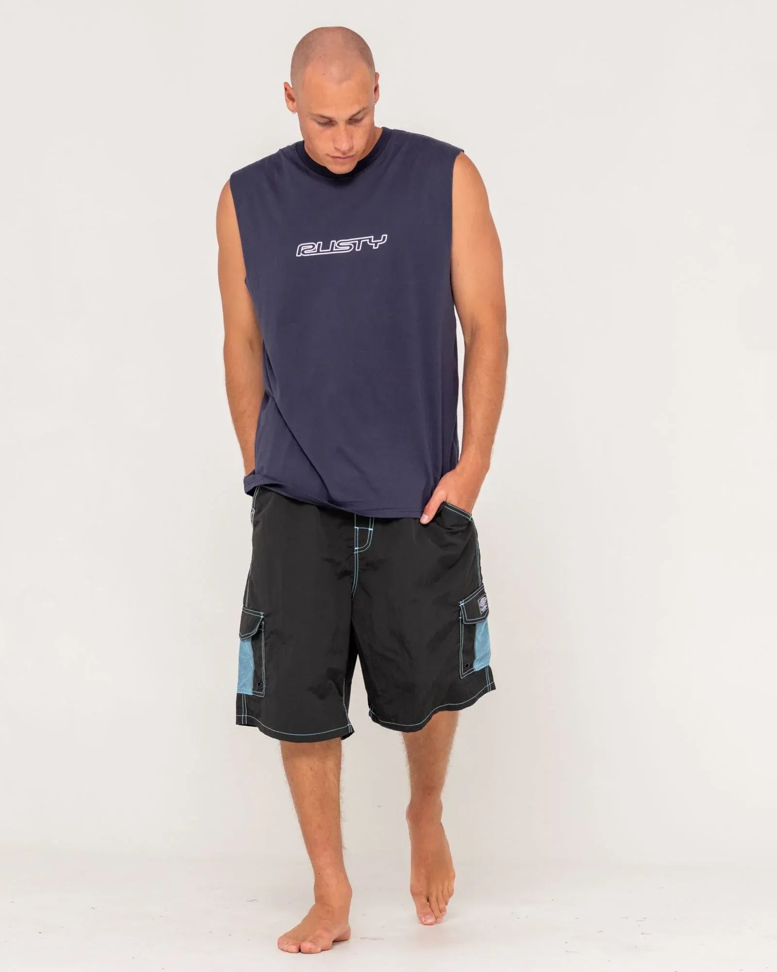 Rusty Rusty Flip Daddy Graphic Muscle - Navy Blue Rusty Flip Daddy Graphic Muscle - NVB Splash Swimwear