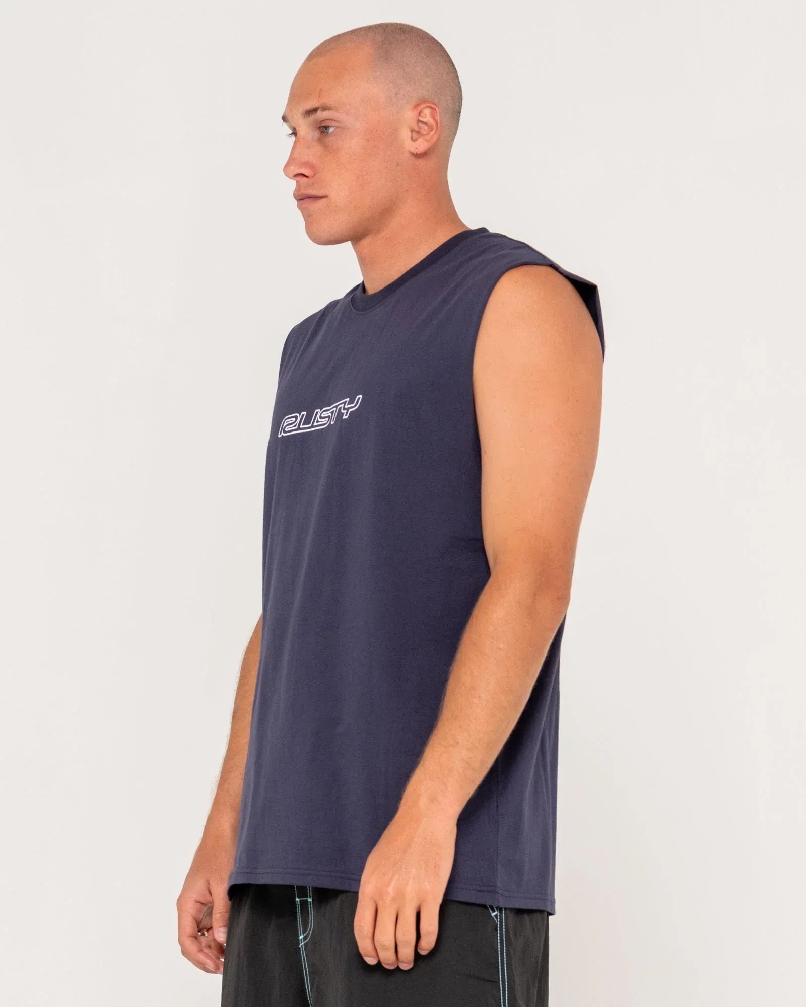 Rusty Rusty Flip Daddy Graphic Muscle - Navy Blue Rusty Flip Daddy Graphic Muscle - NVB Splash Swimwear