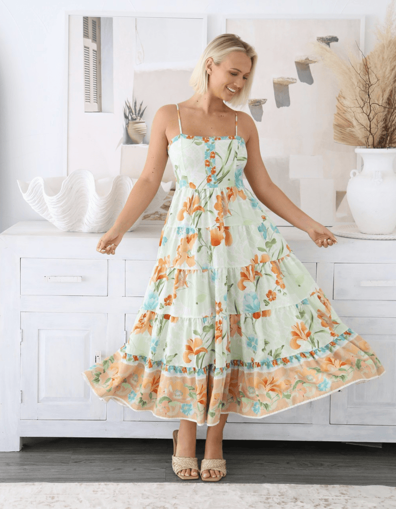 Salty Bright Apricot Garden Maxi Dress Apricot Garden Maxi Dress Splash Swimwear Dresses