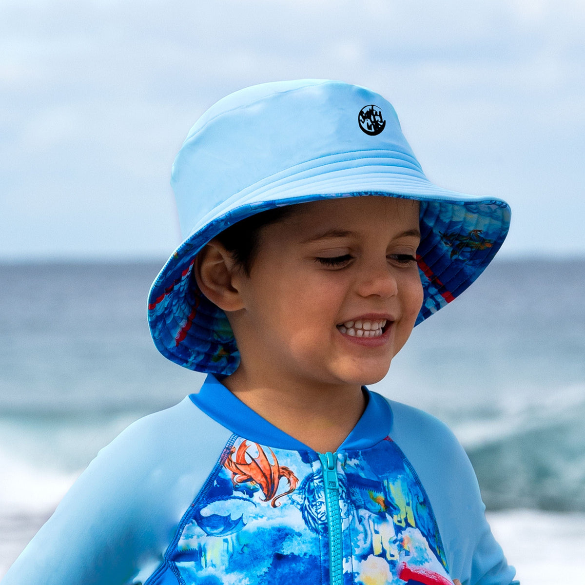 Salty Ink Kids Boys Cosmic Dragon Sunhat Splash Swimwear kids