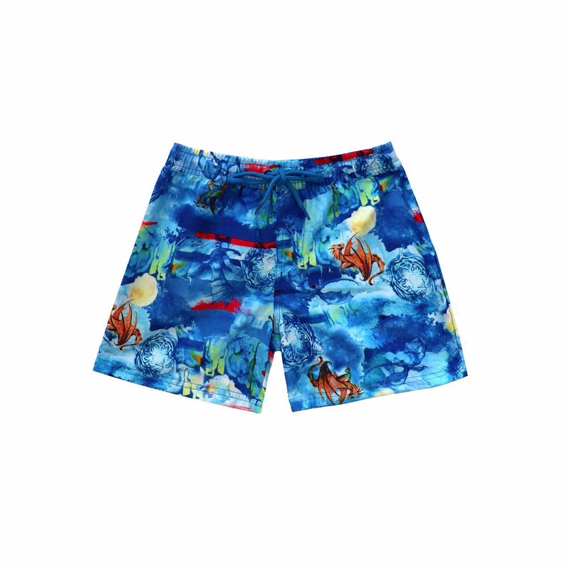 Salty Ink Kids Boys Cosmik Dragon Boardie Splash Swimwear kids