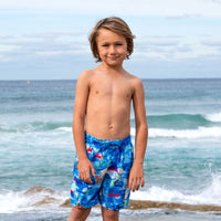 Salty Ink Kids Boys Cosmik Dragon Boardie Splash Swimwear kids