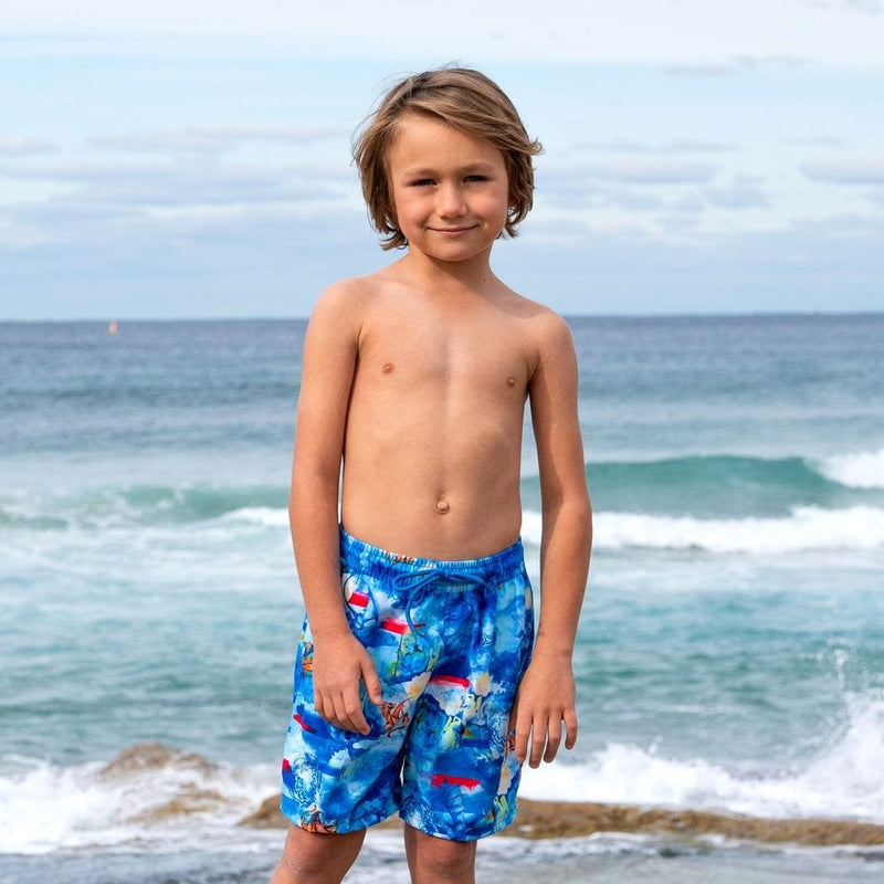 Salty Ink Kids Boys Cosmik Dragon Boardie Splash Swimwear kids