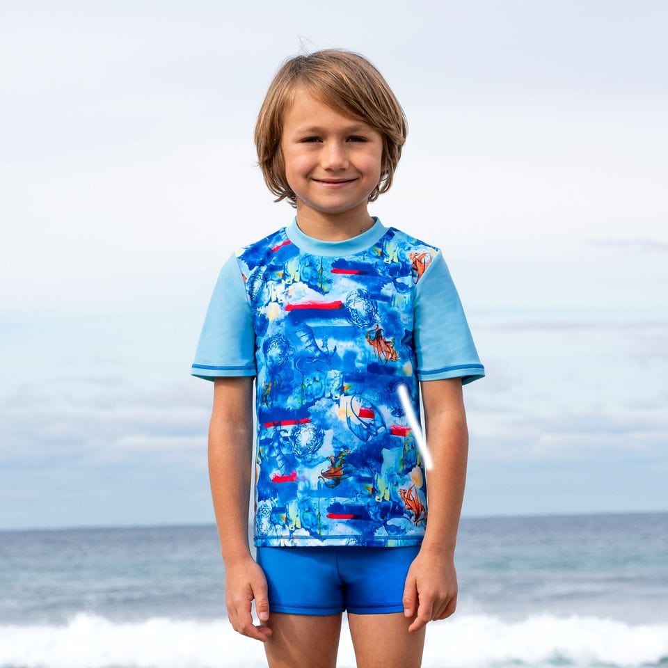 Salty Ink Kids Boys Cosmik Dragon S/S Rashvest Splash Swimwear kids